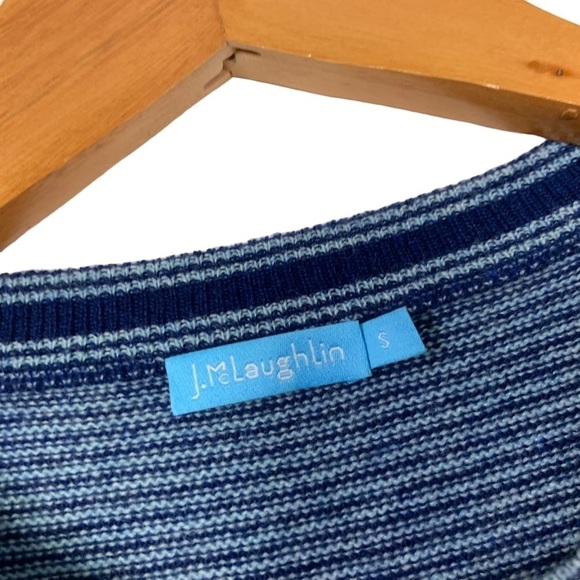J. Mclaughlin Womens Cashmere Stripe Crew Neck Sweater Sz Small Blue - Picture 4 of 4